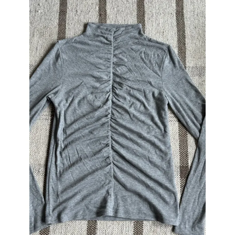 Veronica Beard Theresa Ruched Turtleneck Sweater Gray Women’s Large - Picture 2 of 10